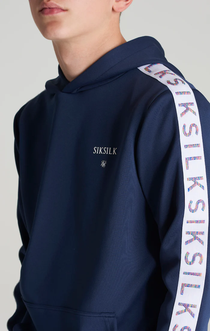 Boys Navy Taped Overhead Hoodie - Image 2