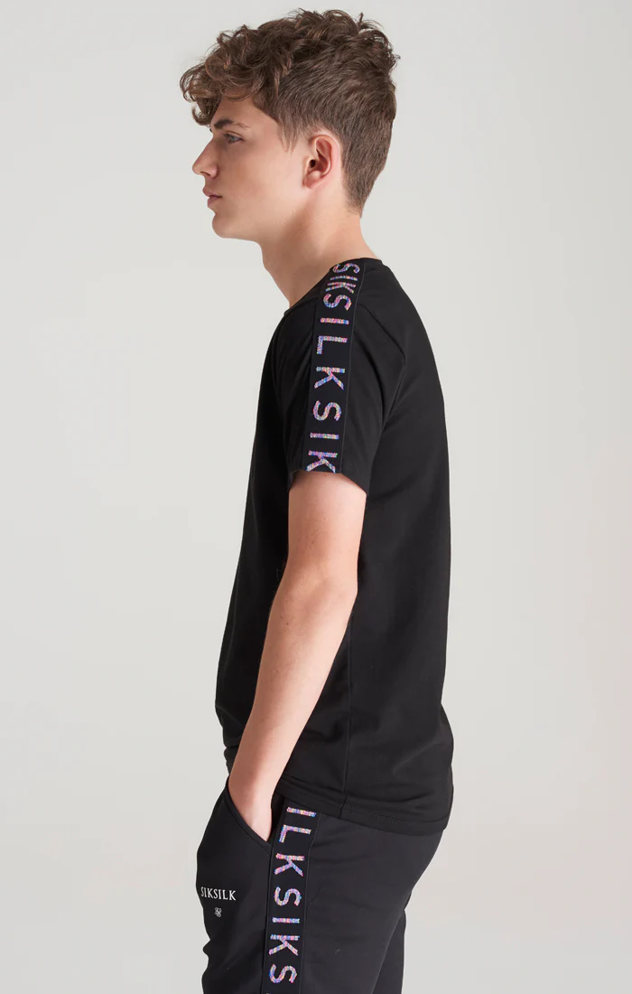 Boys Black Taped T-Shirt - Image 2