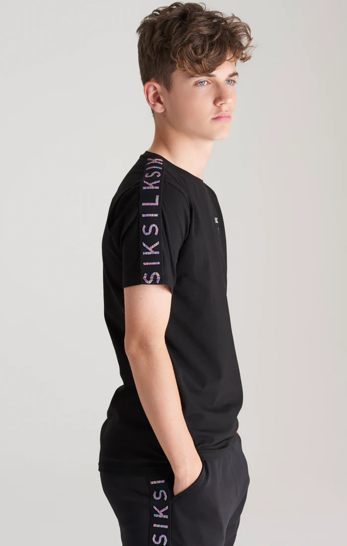 Boys Black Taped T-Shirt - Image 3