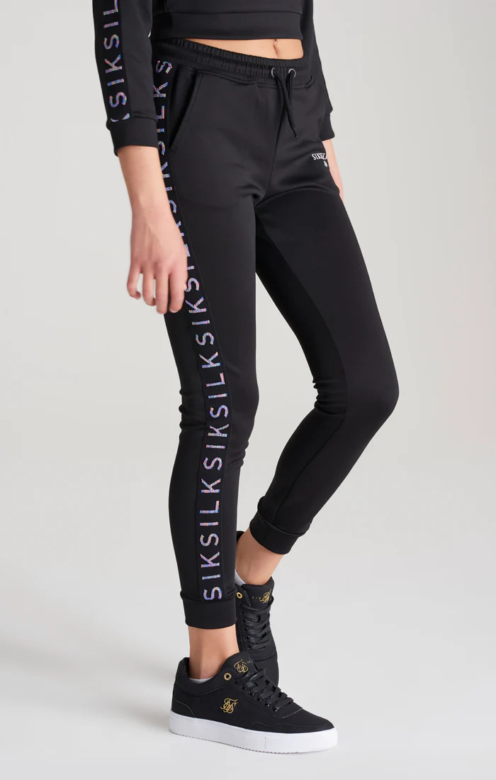 Girls Black Taped Track Pant