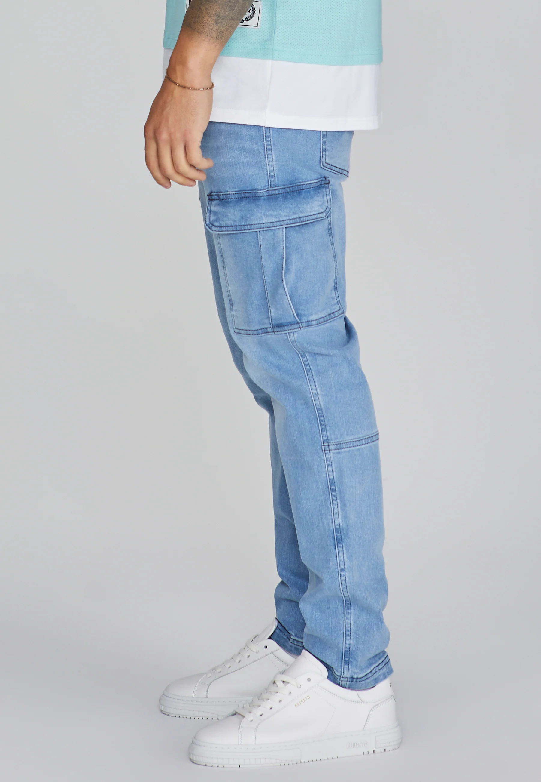 Mid Blue Cargo Jeans - Image 4