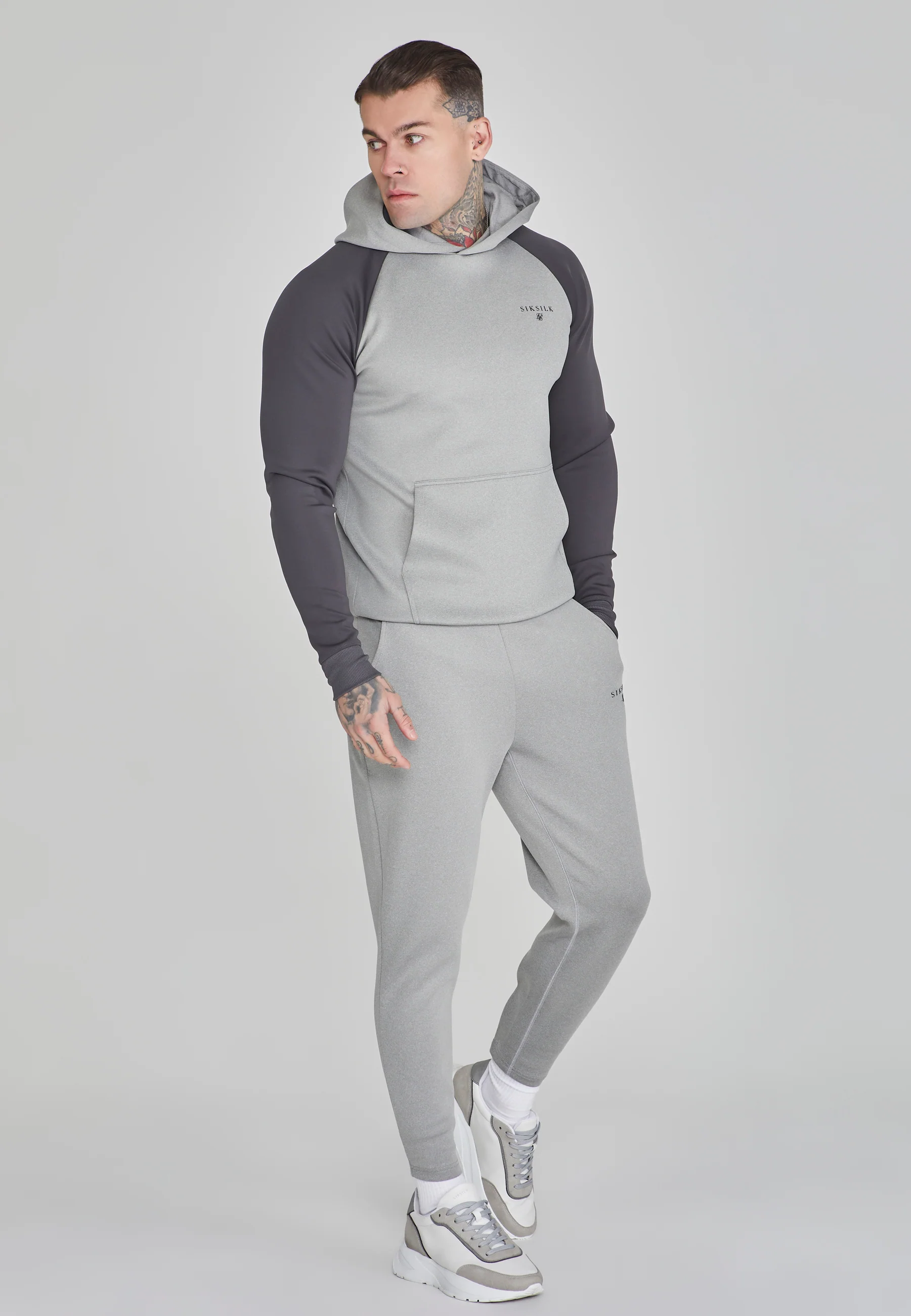 Grey Marl Muscle Fit Hoodie - Image 4