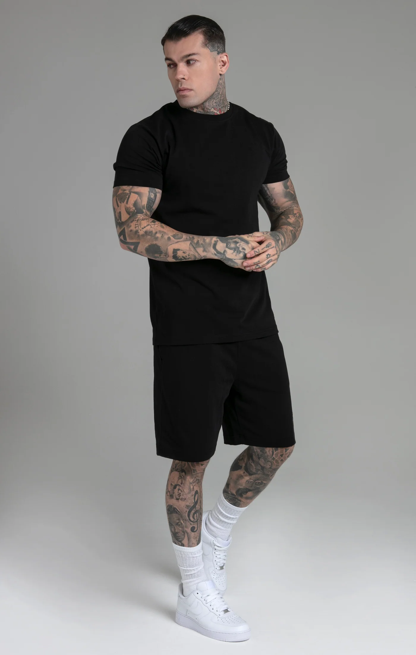 Black T-Shirt and Shorts Set