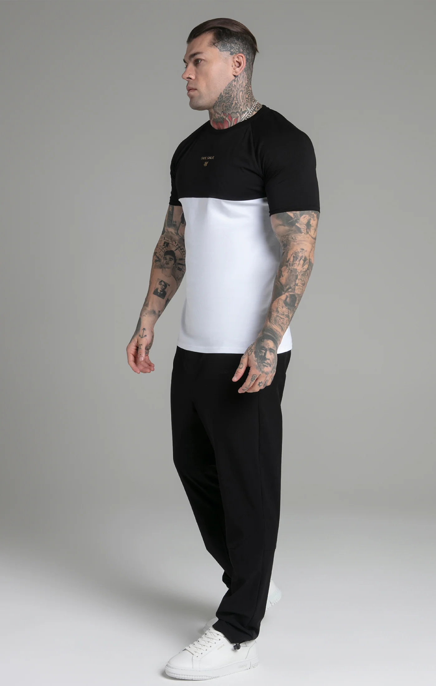 Black White Cut and Sew T-Shirt - Image 4