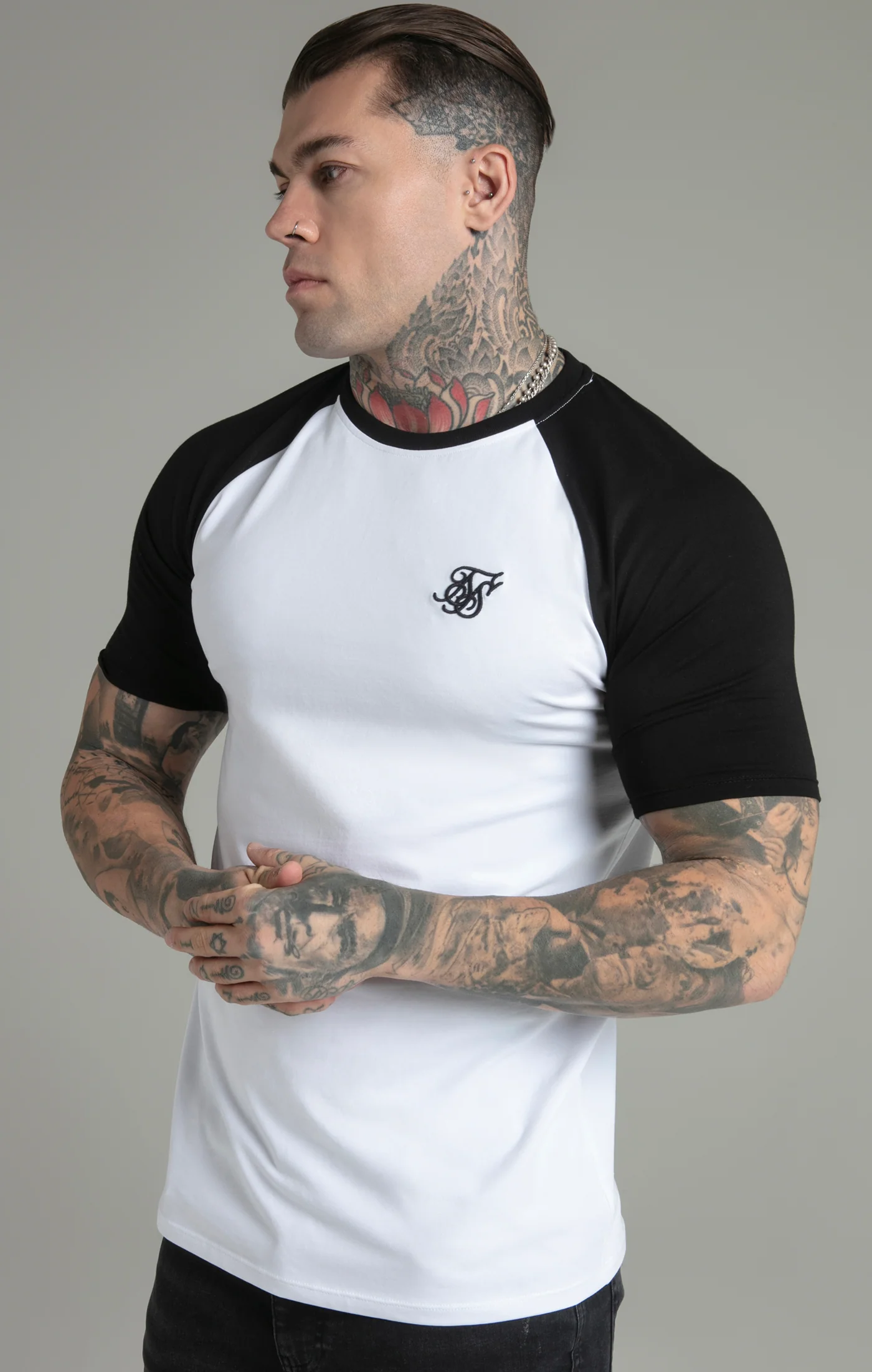 White Black Raglan T-Shirt