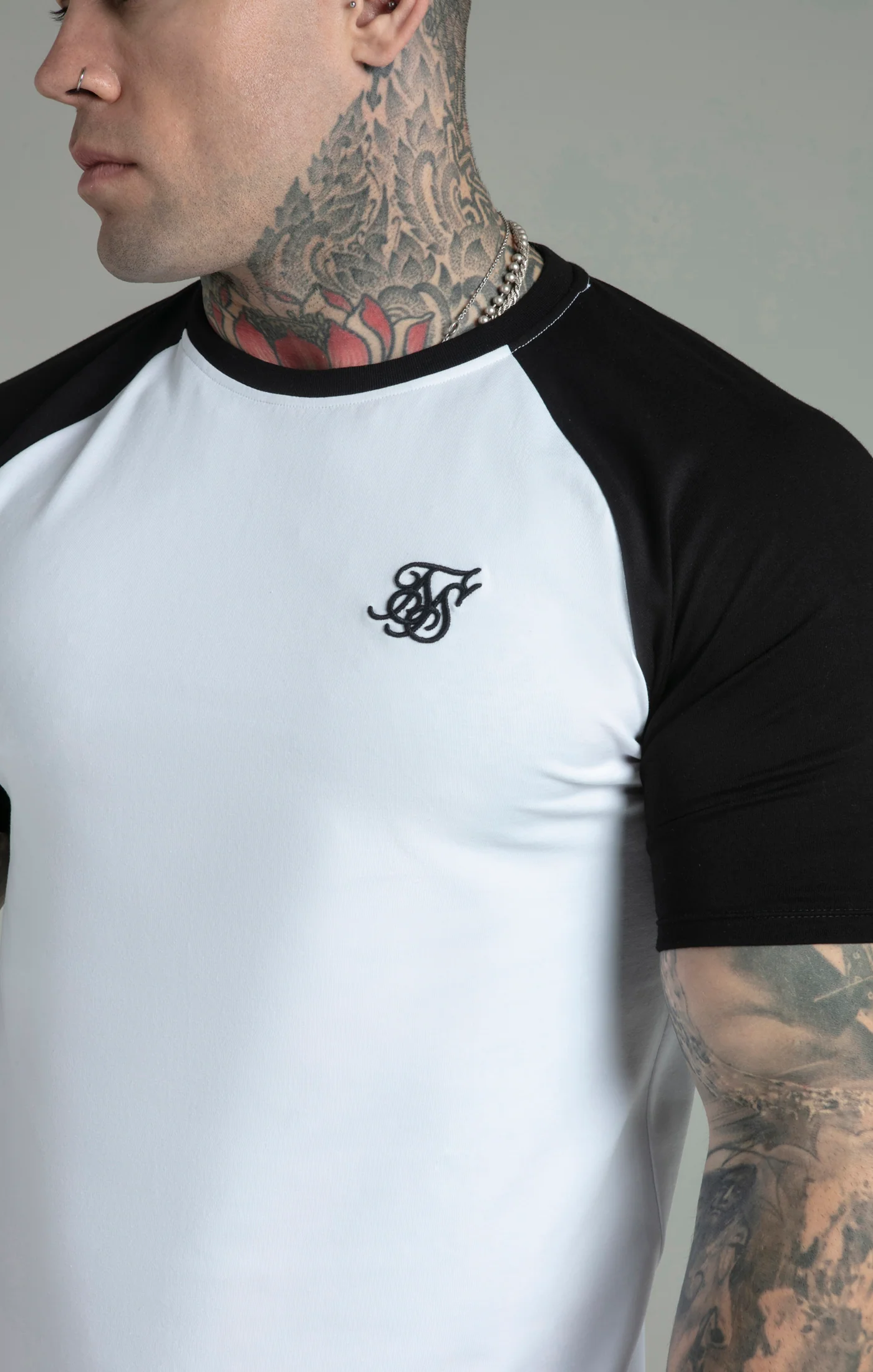 White Black Raglan T-Shirt - Image 3