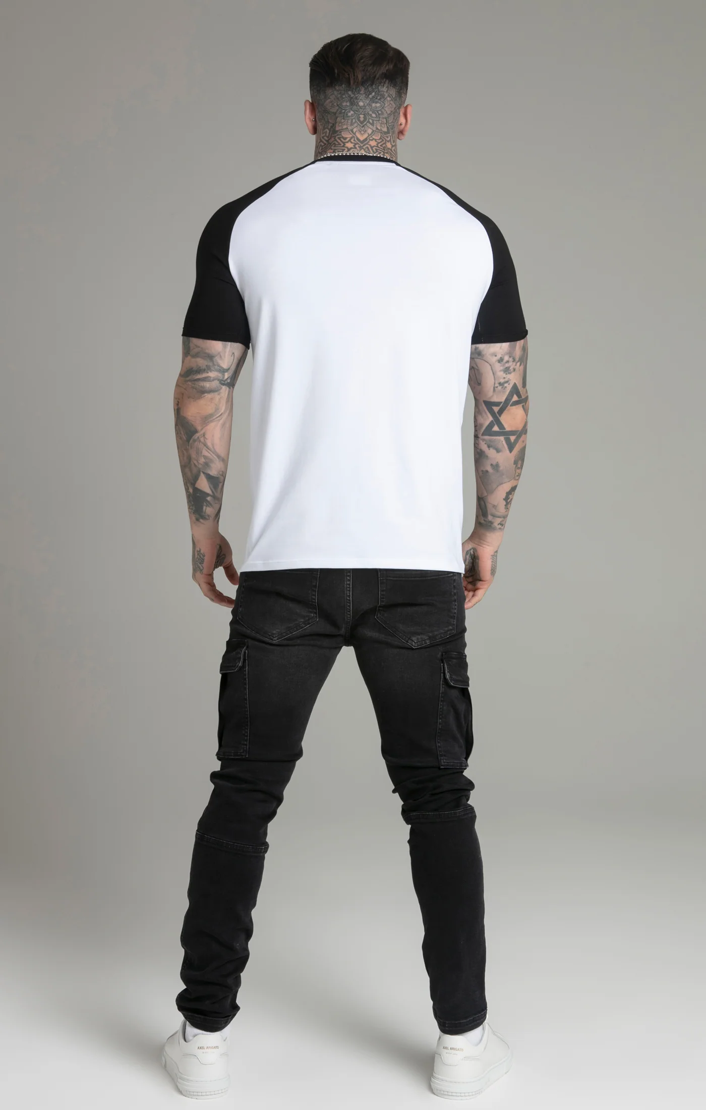 White Black Raglan T-Shirt - Image 5
