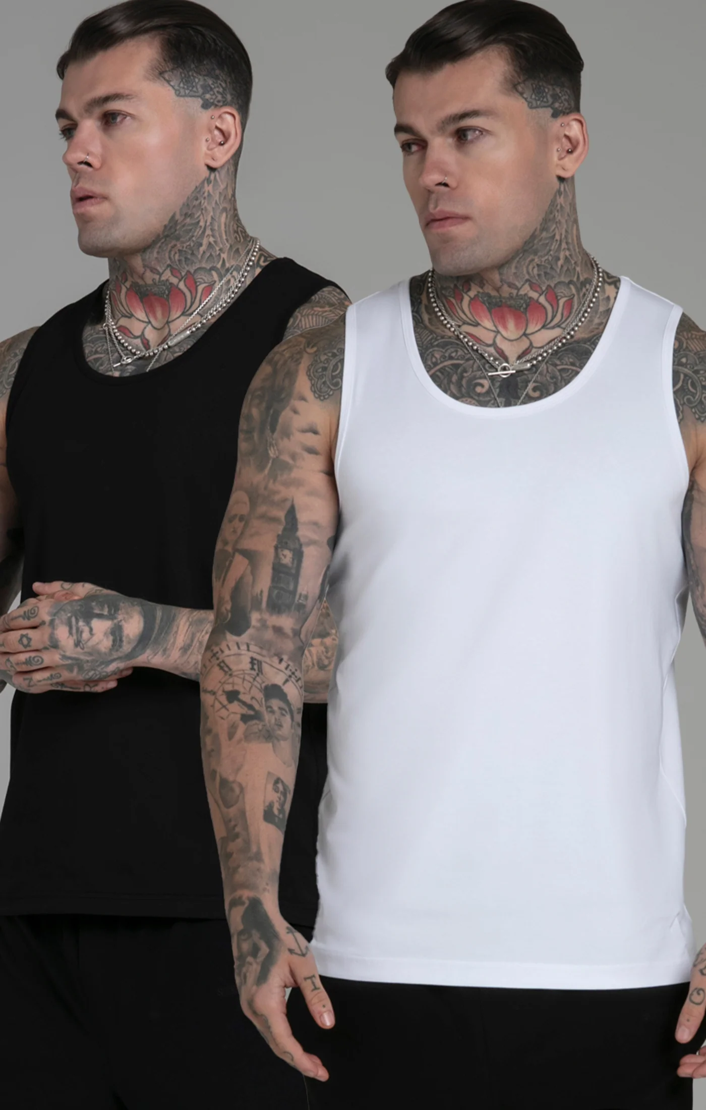 White Black Pack of 2 Vests