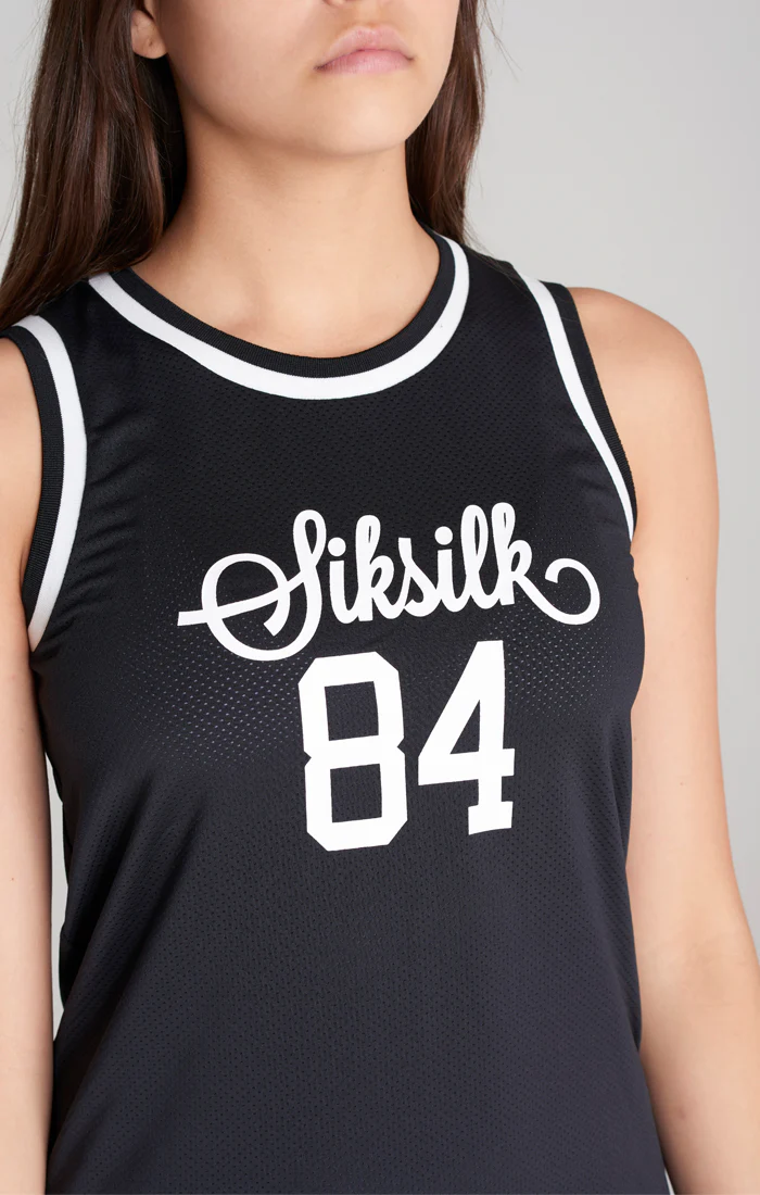 Girls Black Mesh Basketball Dress - Image 6