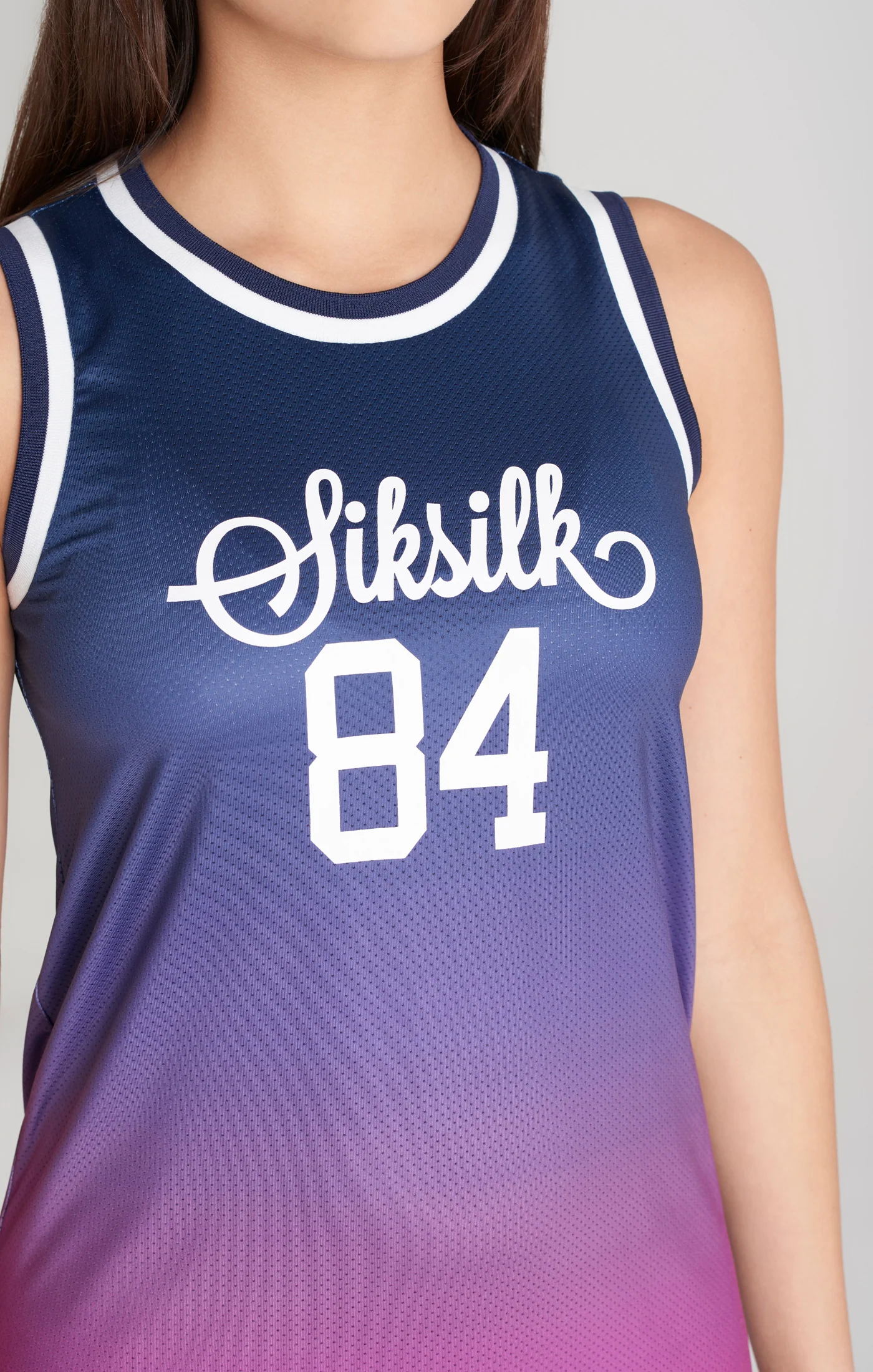 Girls Navy Mesh Basketball Dress - Image 4