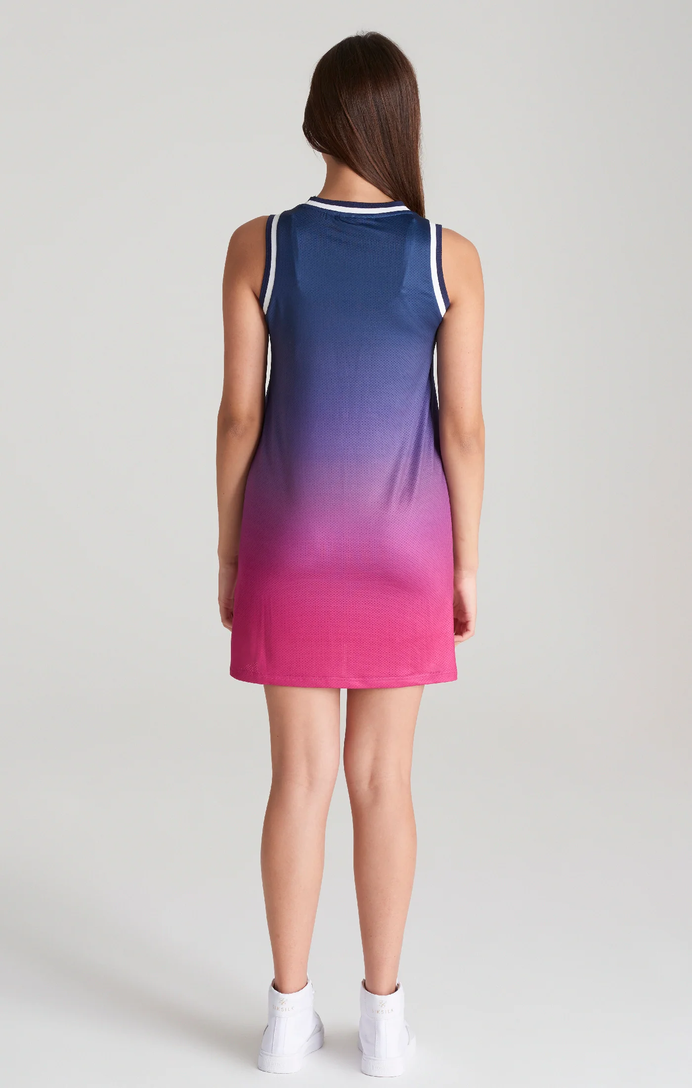 Girls Navy Mesh Basketball Dress - Image 5