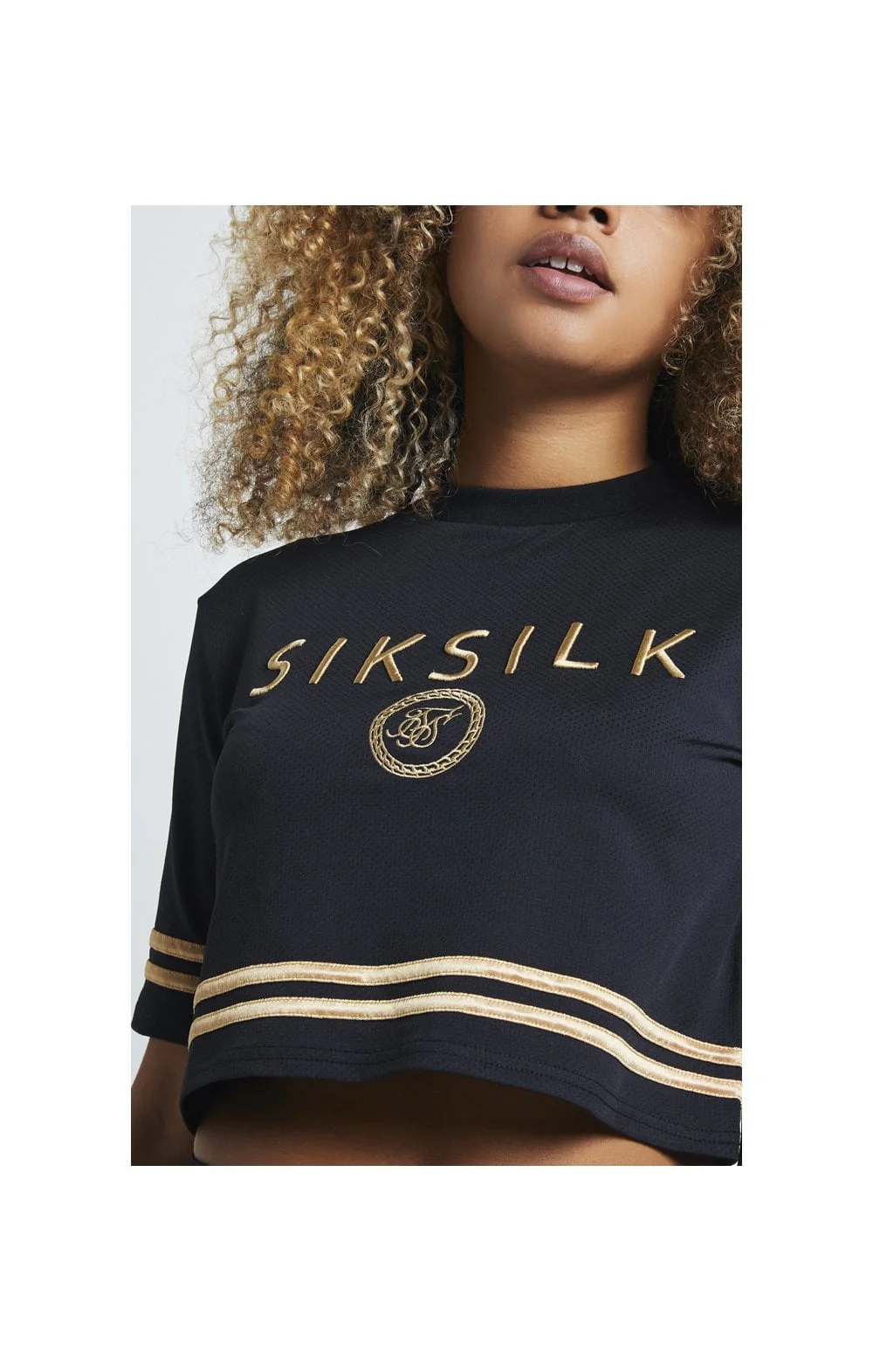 SikSilk Mesh Crop Tee - Black