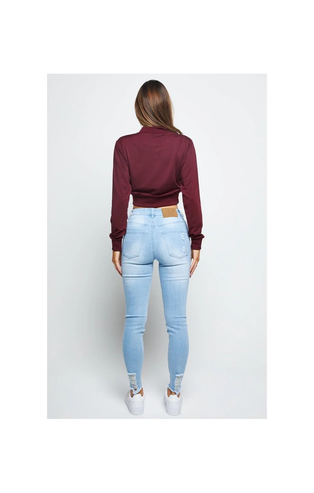 SikSilk Mesh Cropped Bomber - Burgundy - Image 5