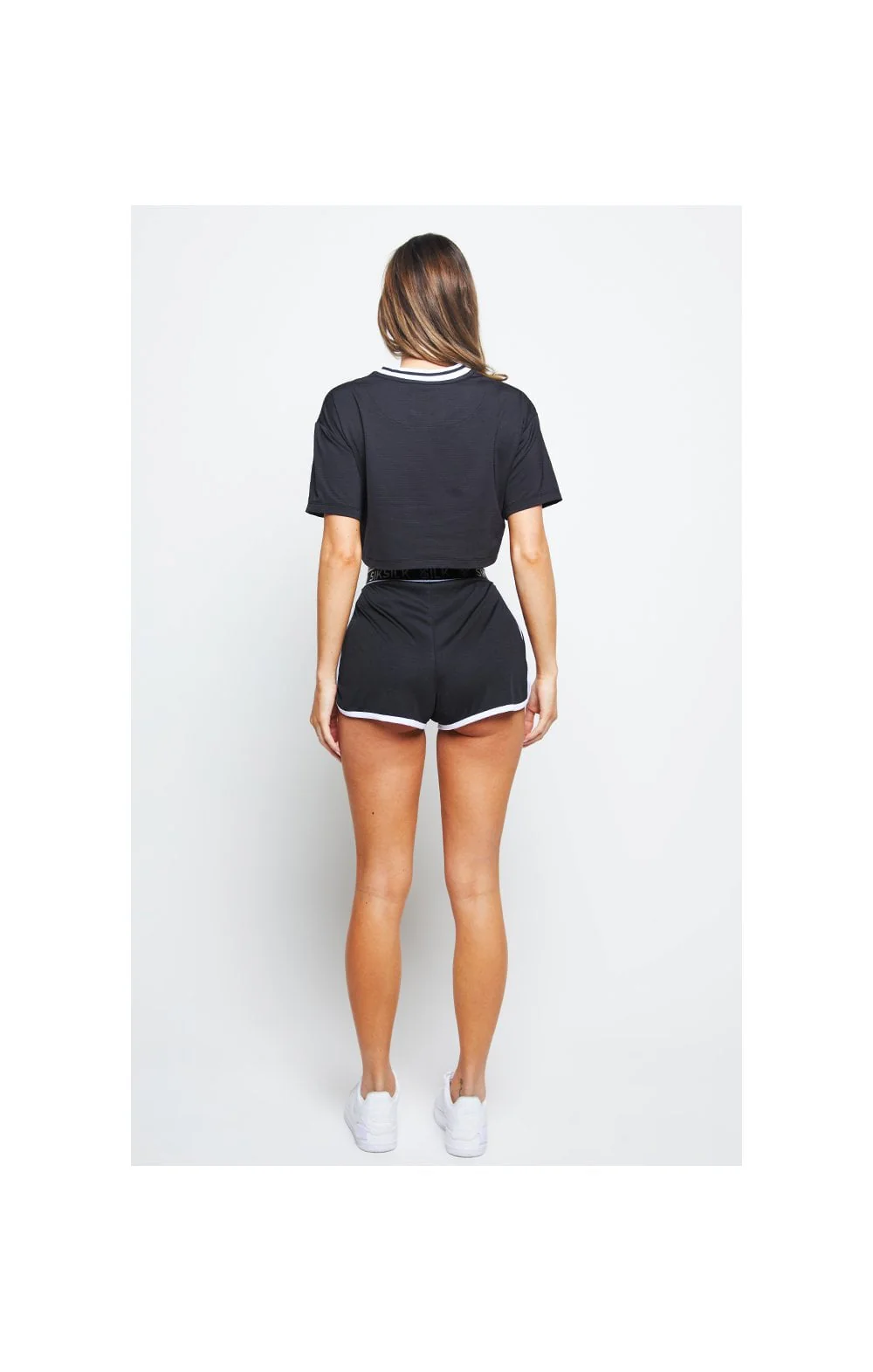 SikSilk Mesh Embroidered Crop Tee - Black - Image 6