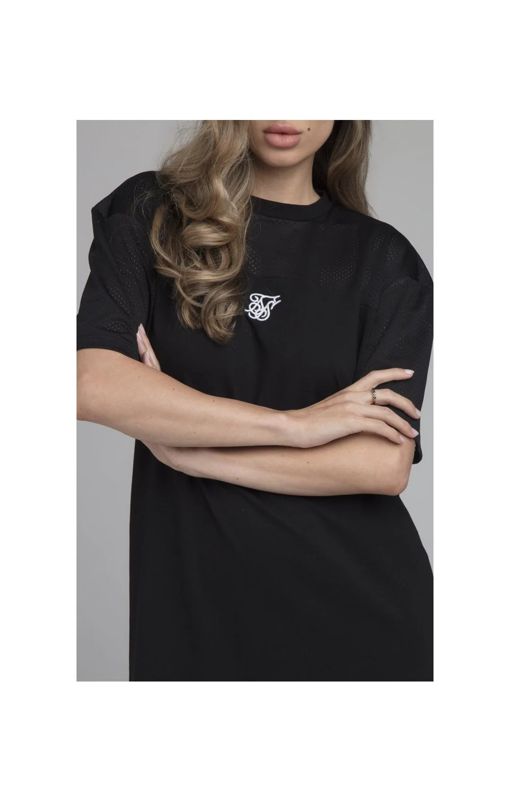 SikSilk Mesh Panelled Dress - Black - Image 3
