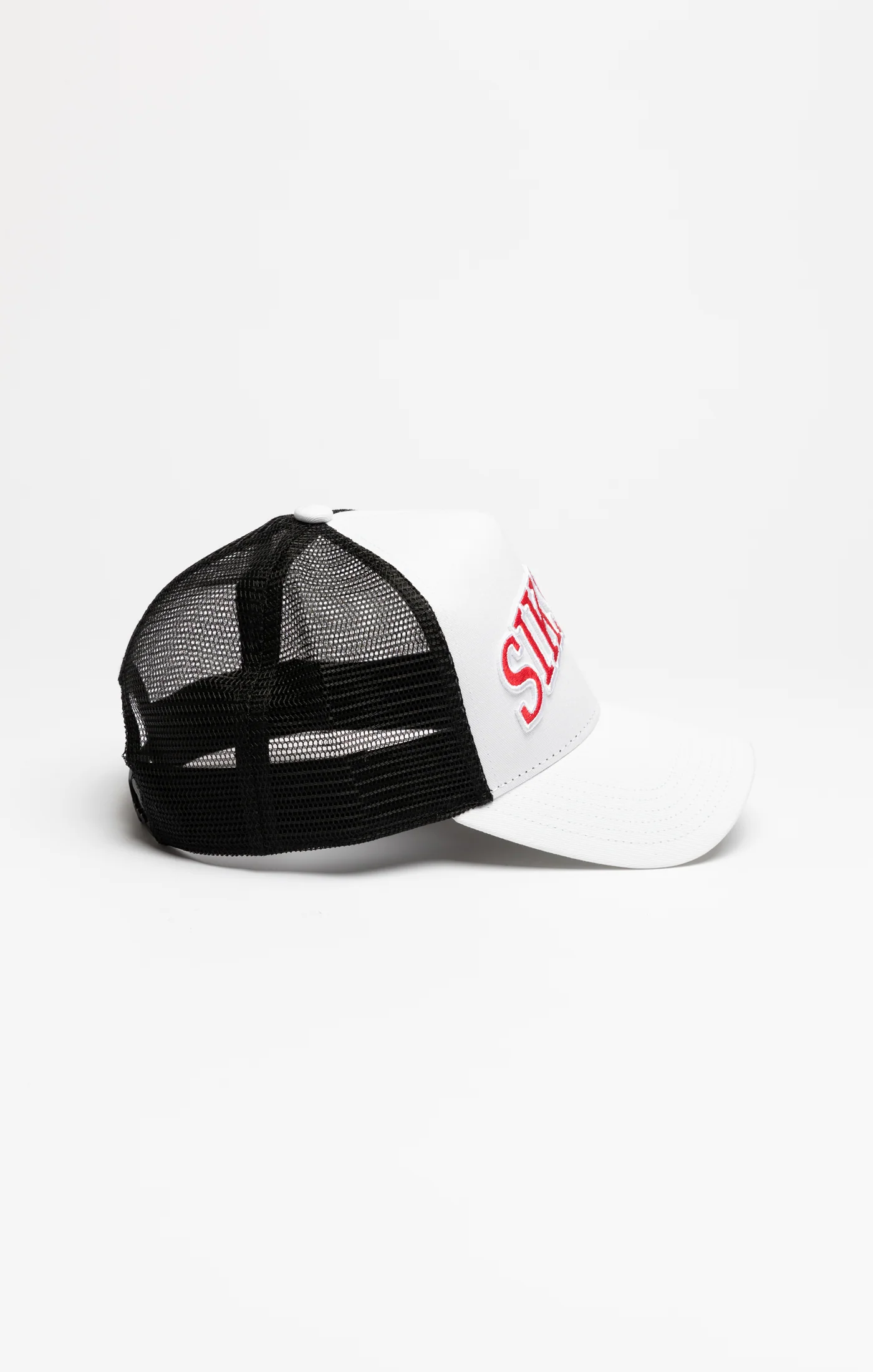 White Mesh Shadow Logo Trucker Cap - Image 2