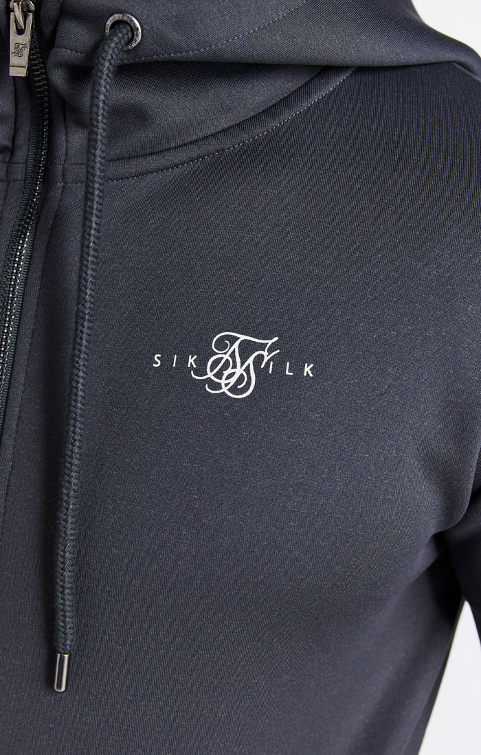 Grey Marl Metallic Tape Zip Through Hoodie - Image 2