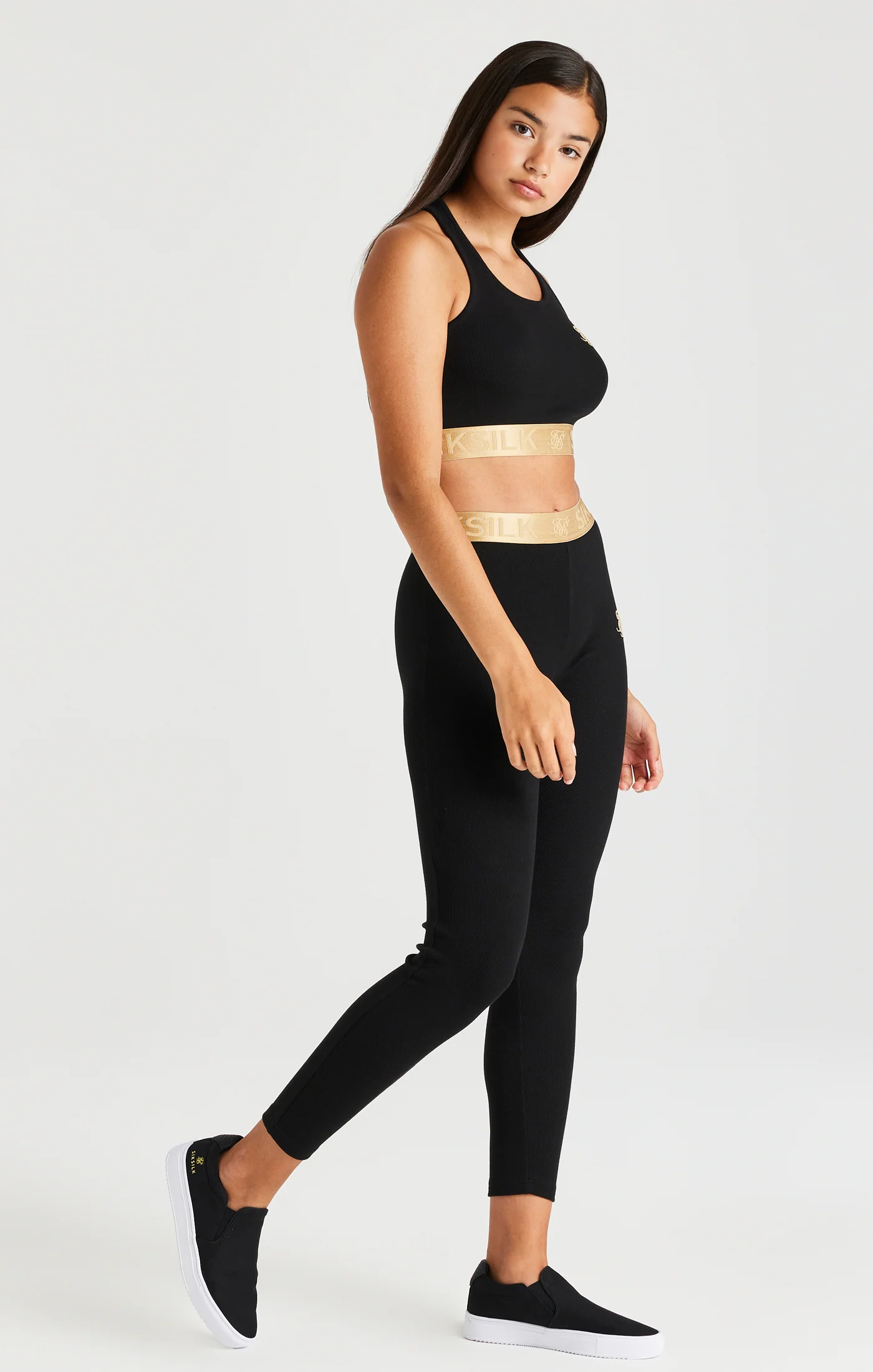 SikSilk Metallic Taped Bralette - Black - Image 4