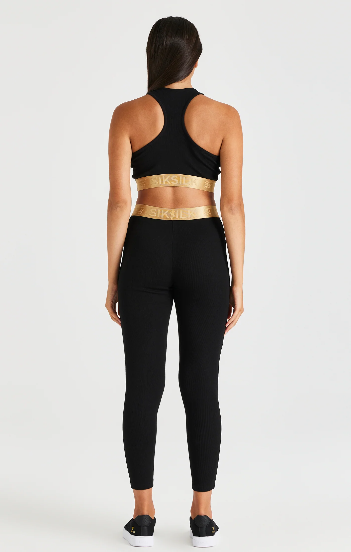 SikSilk Metallic Taped Leggings - Black - Image 5