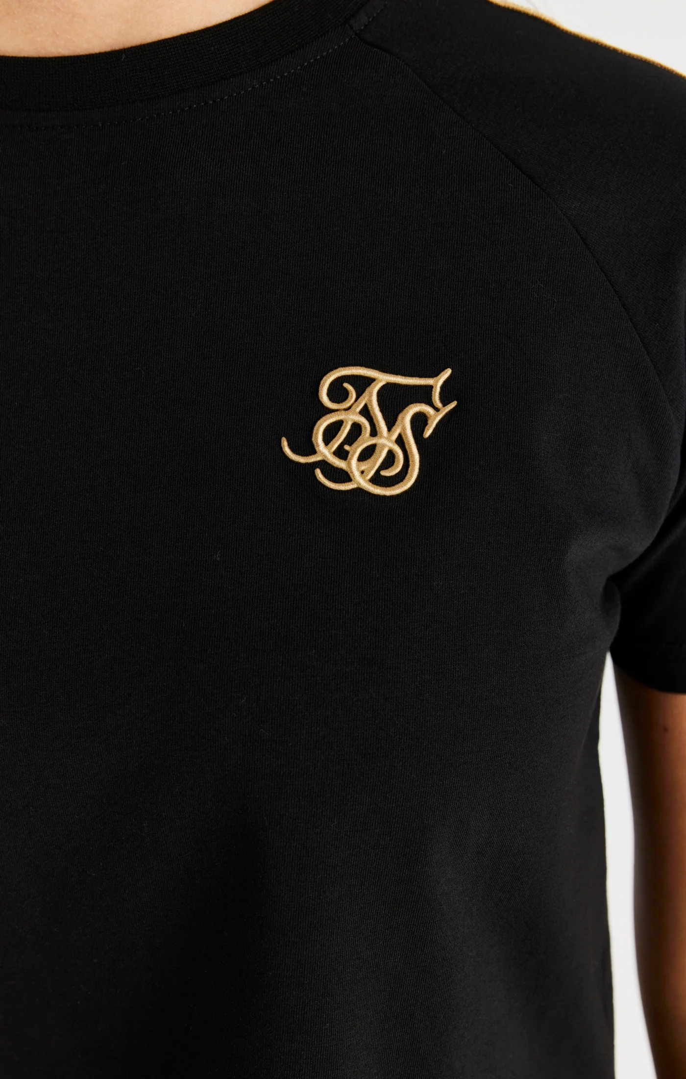 SikSilk Metallic Taped Raglan Tee - Black - Image 2