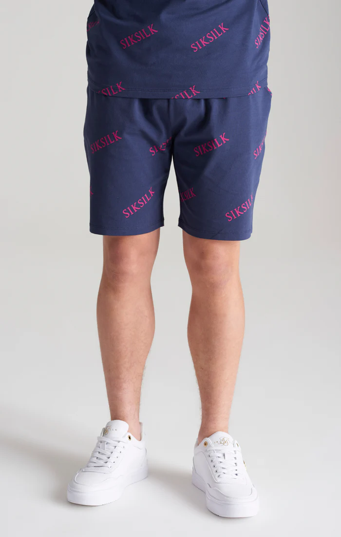 Boys Navy Monogram Printed Short - Image 2