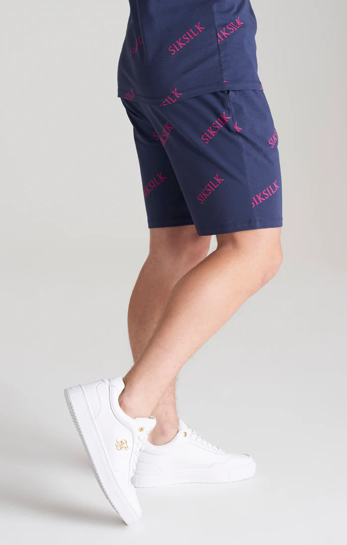 Boys Navy Monogram Printed Short - Image 3