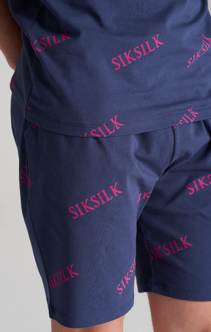 Boys Navy Monogram Printed Short - Image 7