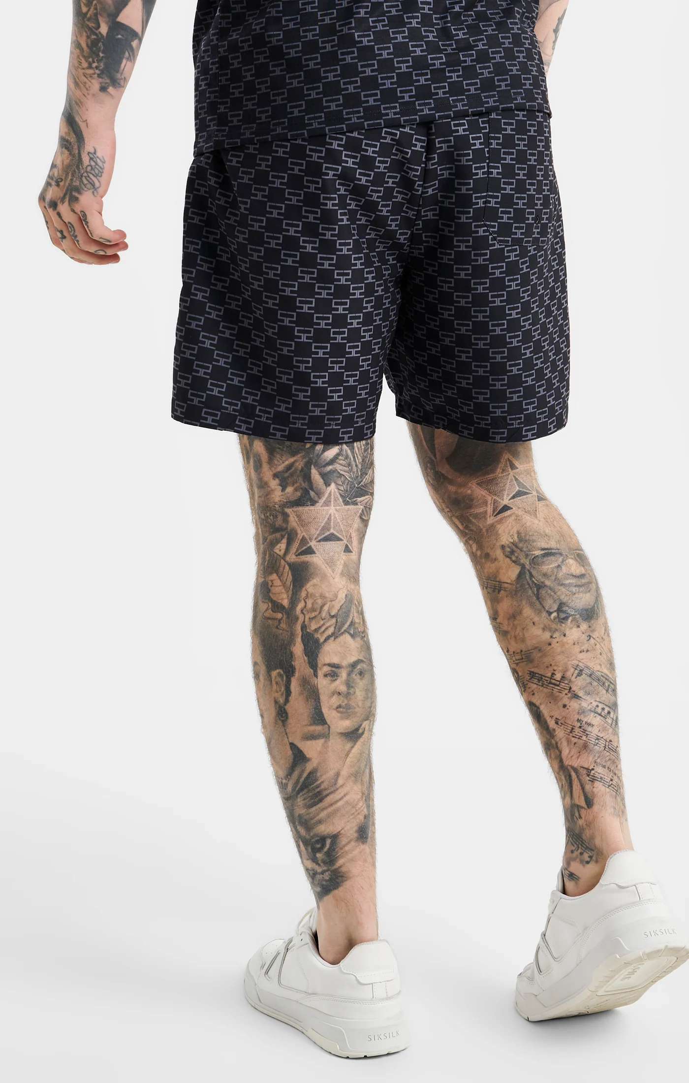 SikSilk Monogram Swim Short - Black - Image 4
