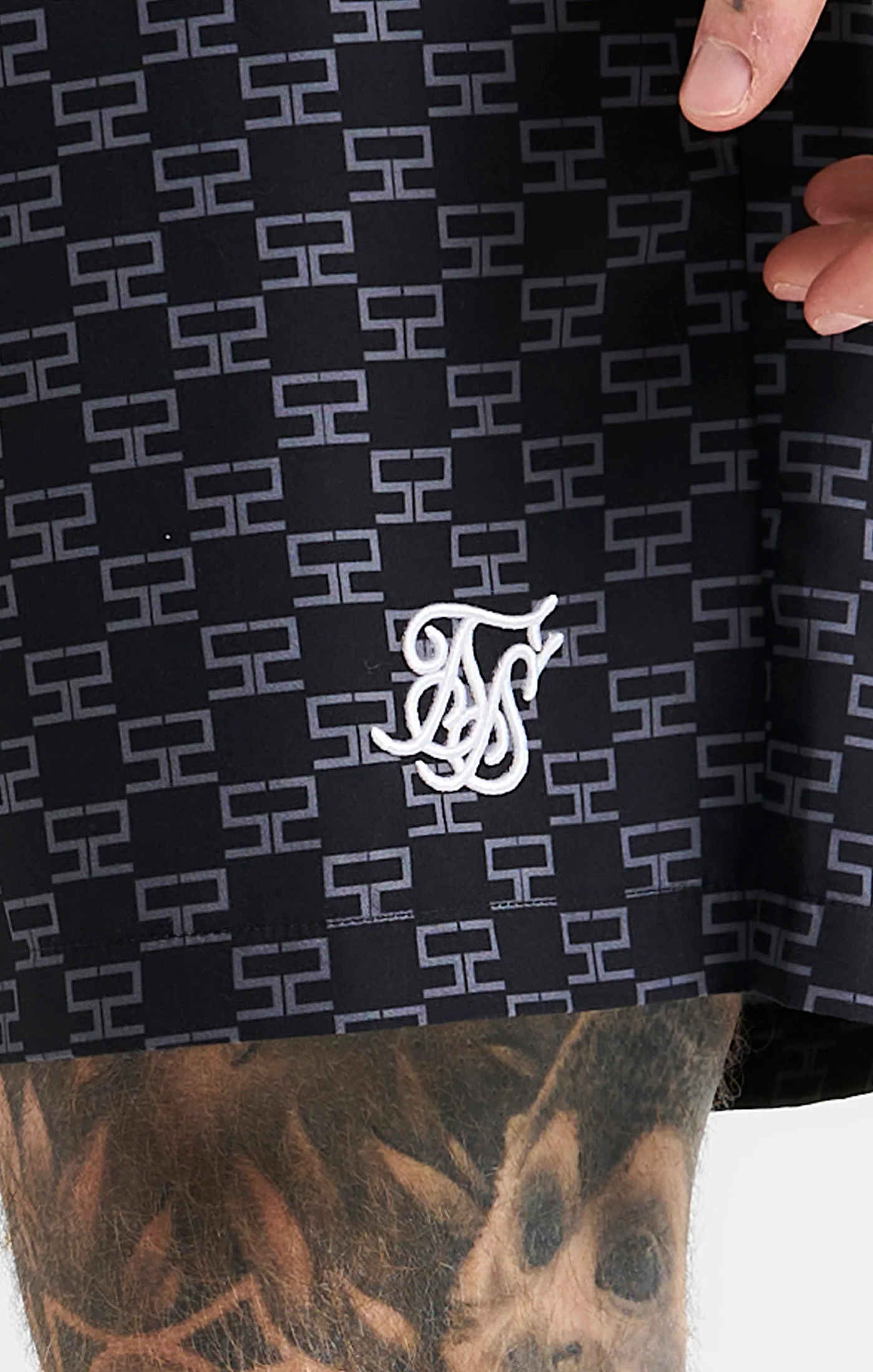SikSilk Monogram Swim Short - Black - Image 6