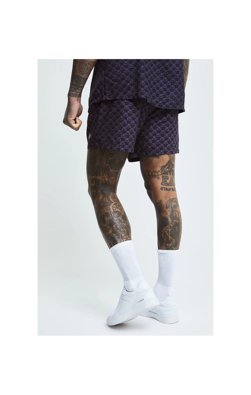 SikSilk Monogram Swim Shorts - Black - Image 2