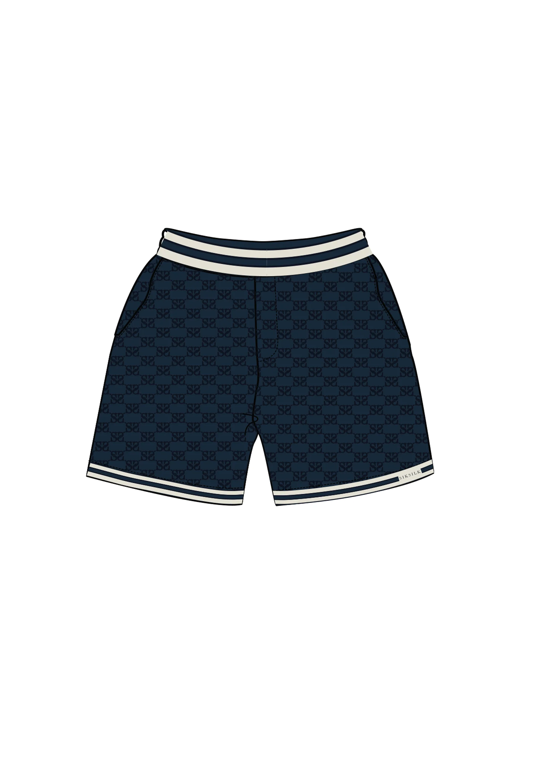 Navy Monogram Swim Shorts