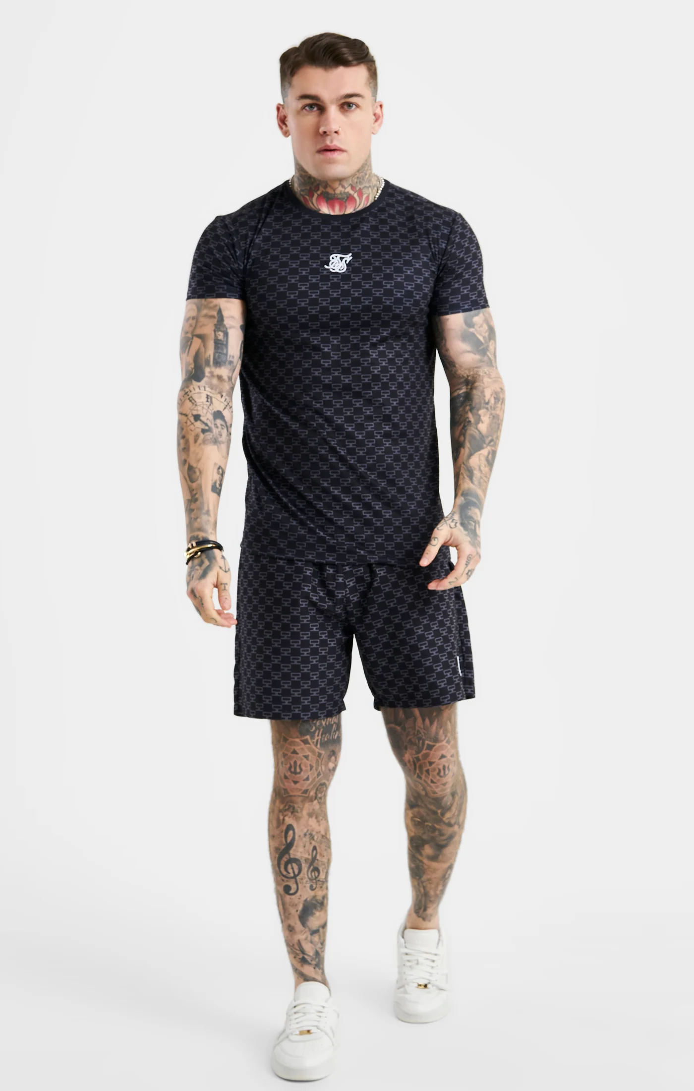 SikSilk Monogram Tee - Black - Image 3