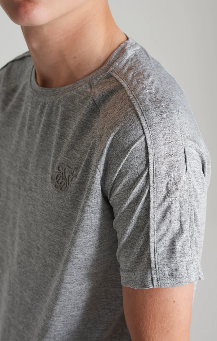 Boys Grey Marl Panelled T-Shirt - Image 5