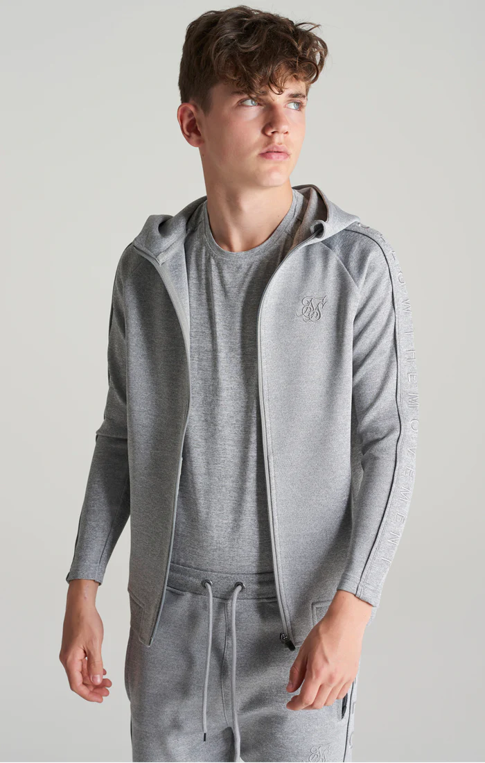 Boys Grey Marl Taped Zip Thru Hoodie - Image 2