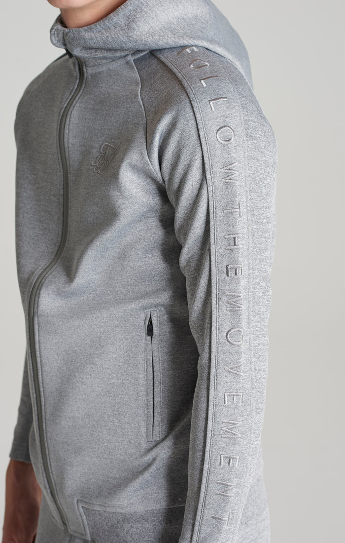 Boys Grey Marl Taped Zip Thru Hoodie - Image 3