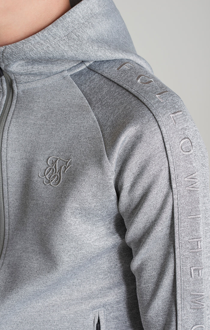 Boys Grey Marl Taped Zip Thru Hoodie - Image 4