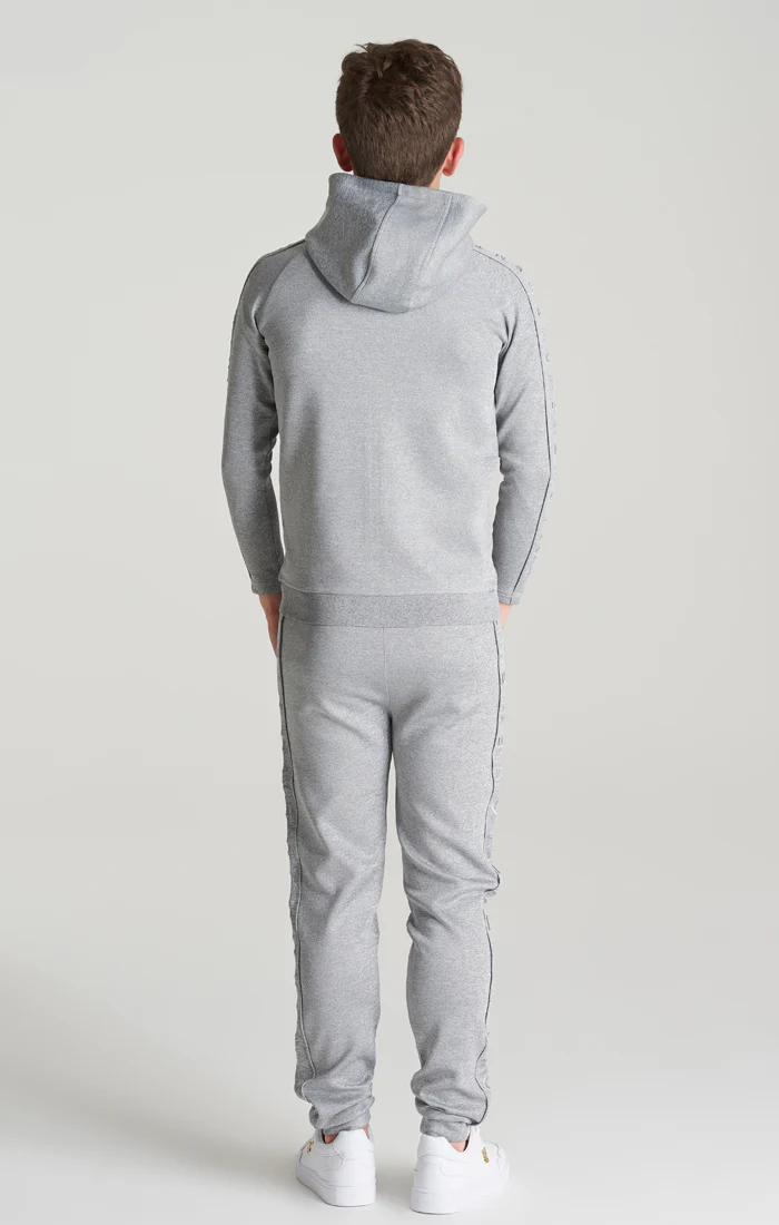 Boys Grey Marl Taped Zip Thru Hoodie - Image 9