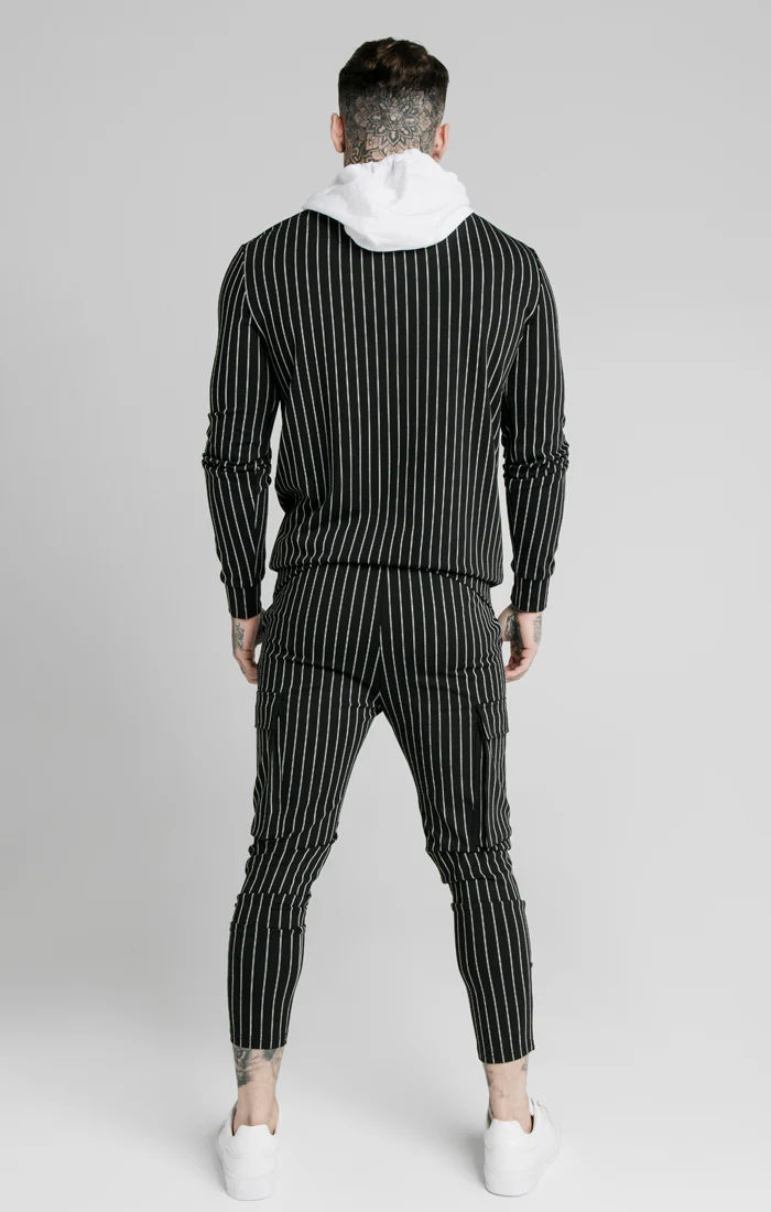 SikSilk Muscle Fit Overhead Hoodie - Black & White - Image 5