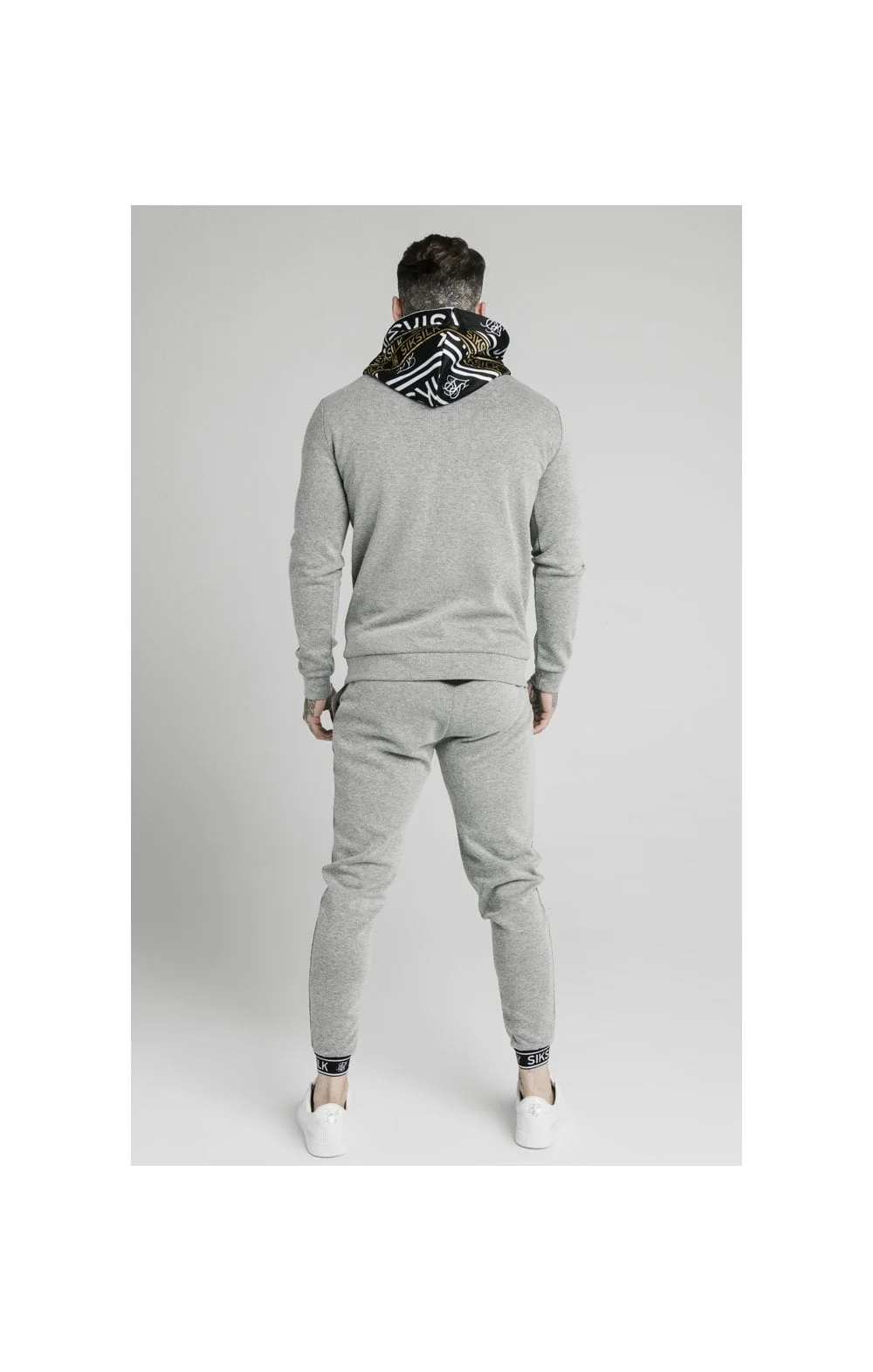 SikSilk Muscle Fit Overhead Hoodie - Grey Marl - Image 6