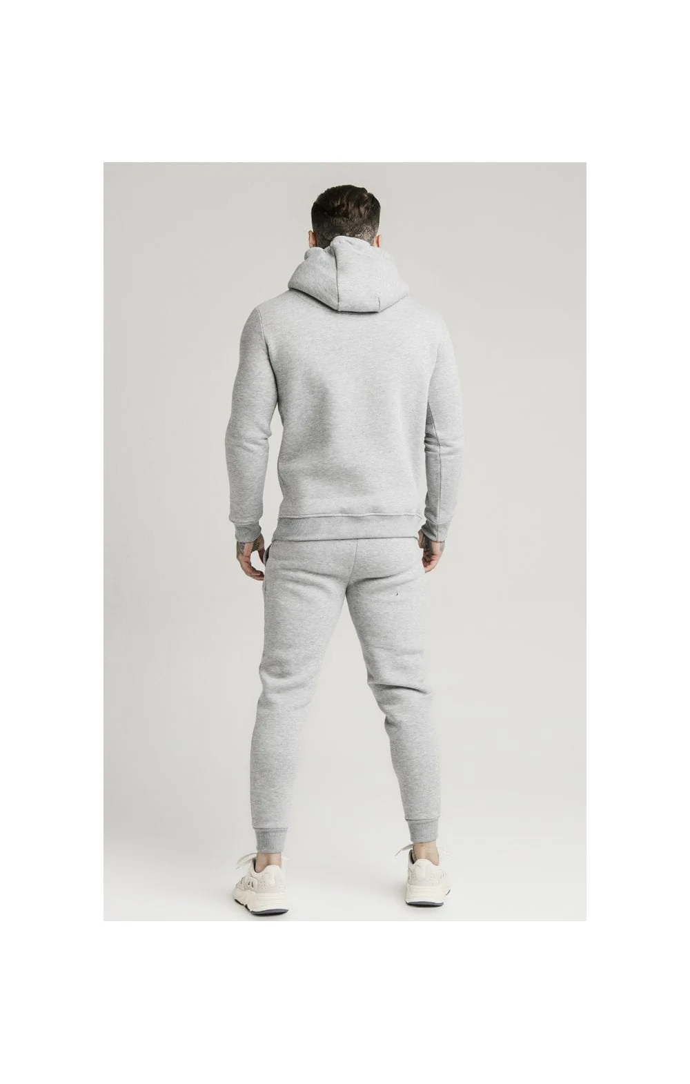 SikSilk Muscle Fit Overhead Hoodie - Grey Marl - Image 6