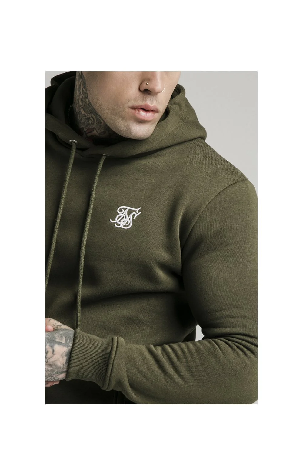 SikSilk Muscle Fit Overhead Hoodie - Khaki - Image 3