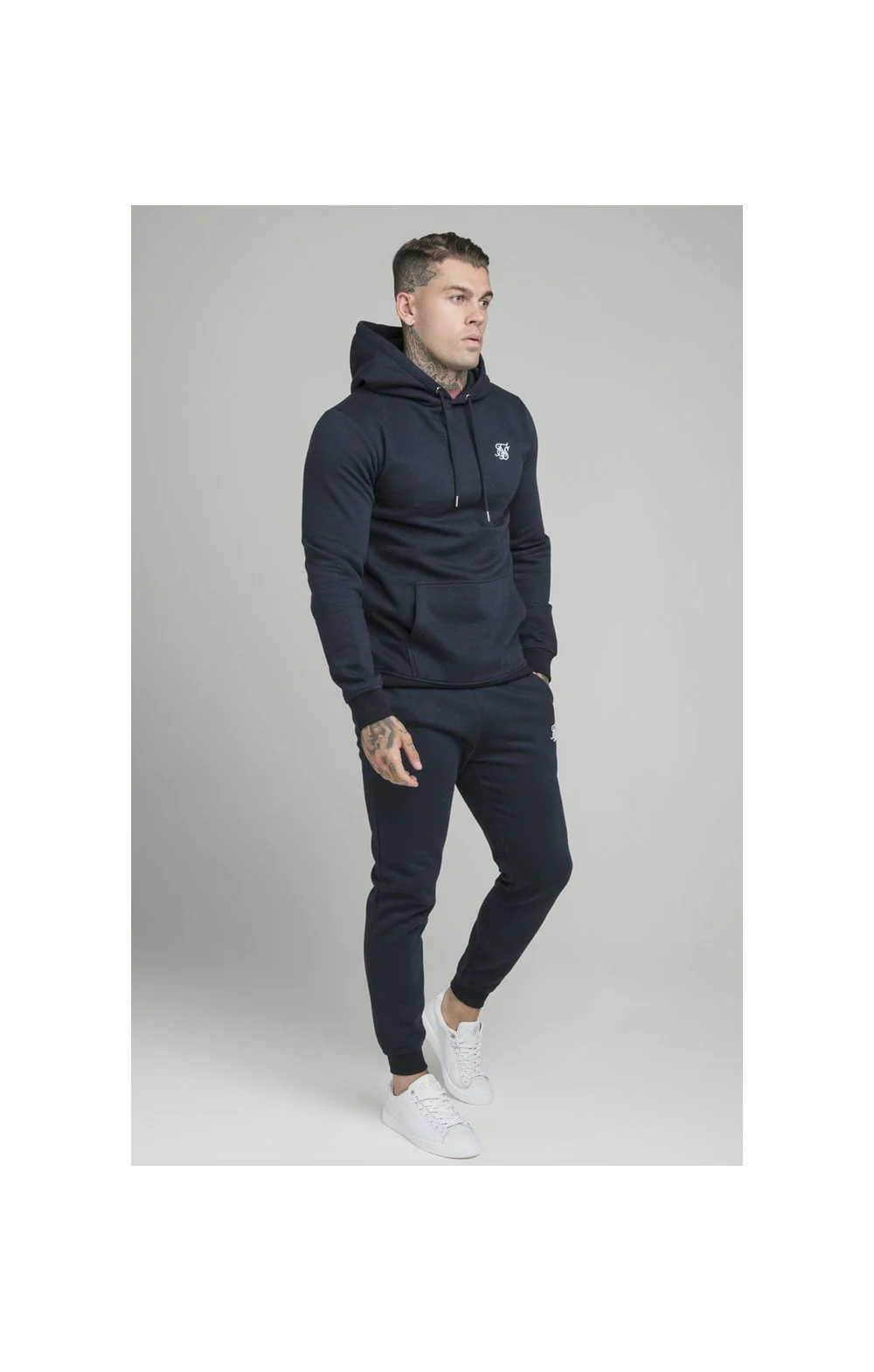 Navy Essential Muscle Fit Overhead Hoodie - Image 3