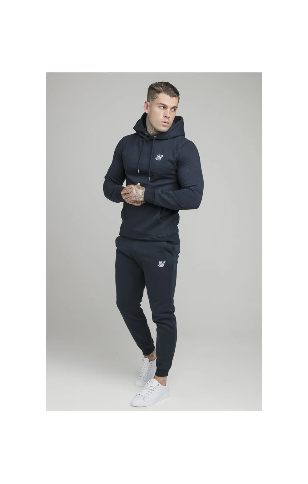 Navy Essential Muscle Fit Overhead Hoodie - Image 4