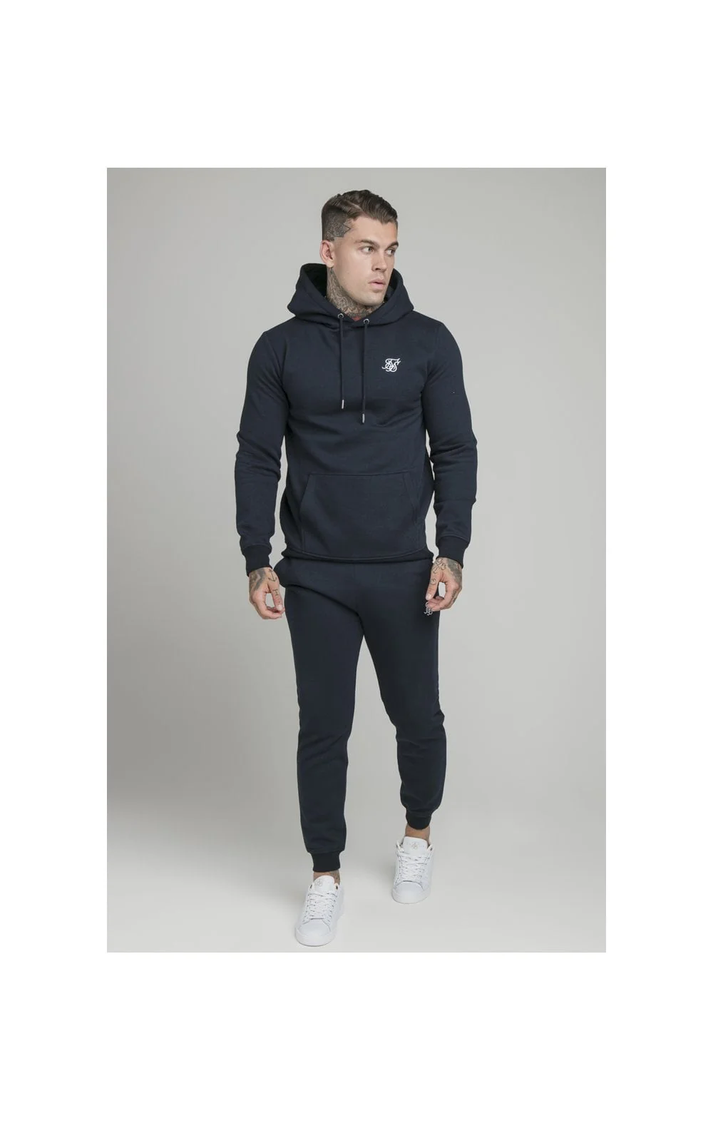 Navy Essential Muscle Fit Overhead Hoodie - Image 5