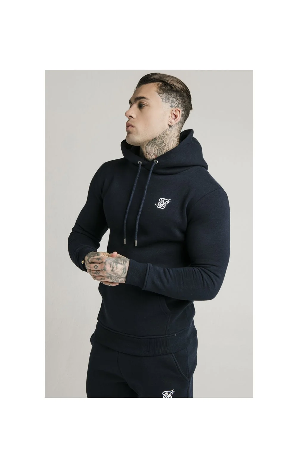 Navy Muscle Fit Overhead Hoodie - Image 2