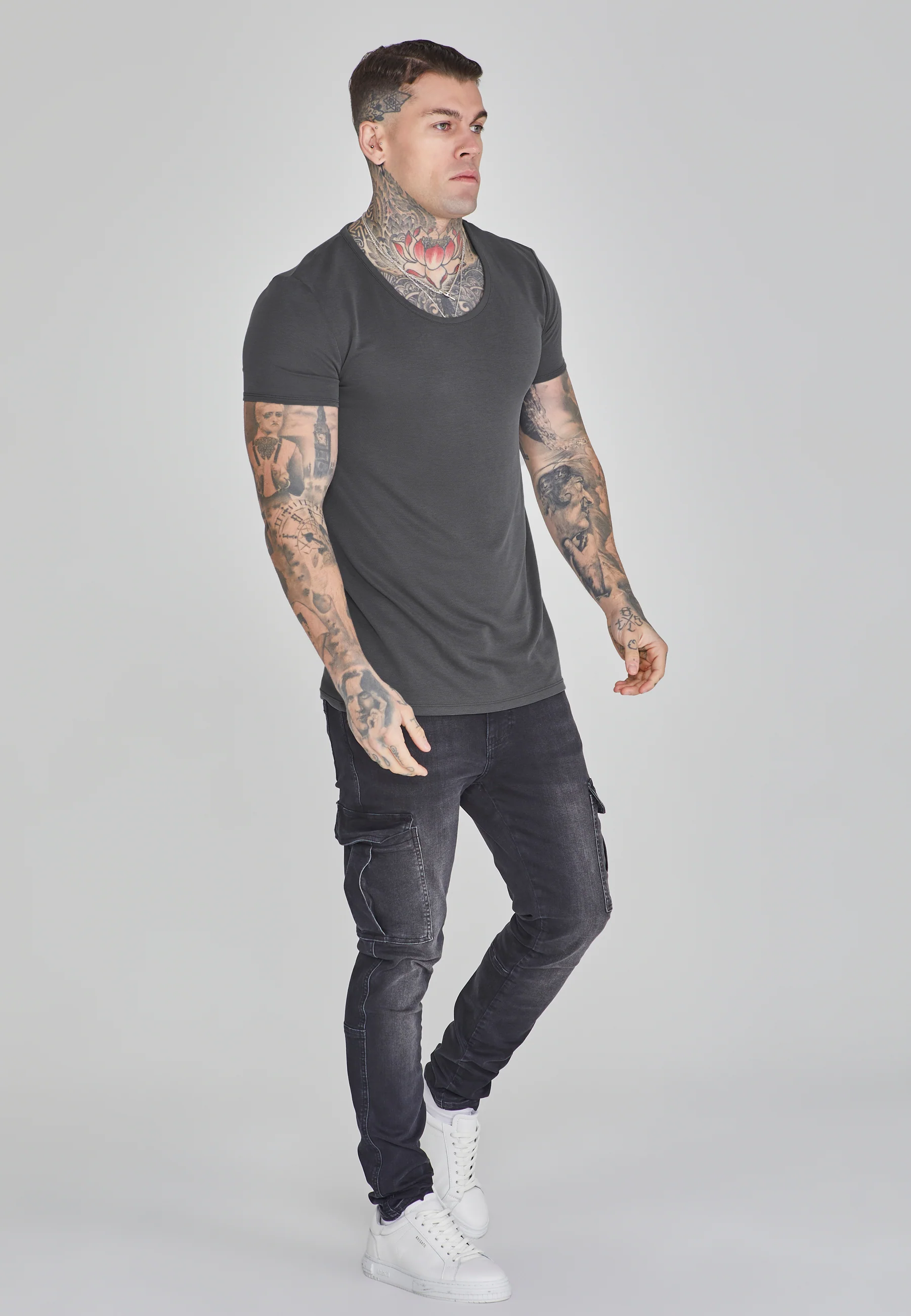 Grey Muscle Fit T-Shirt - Image 4