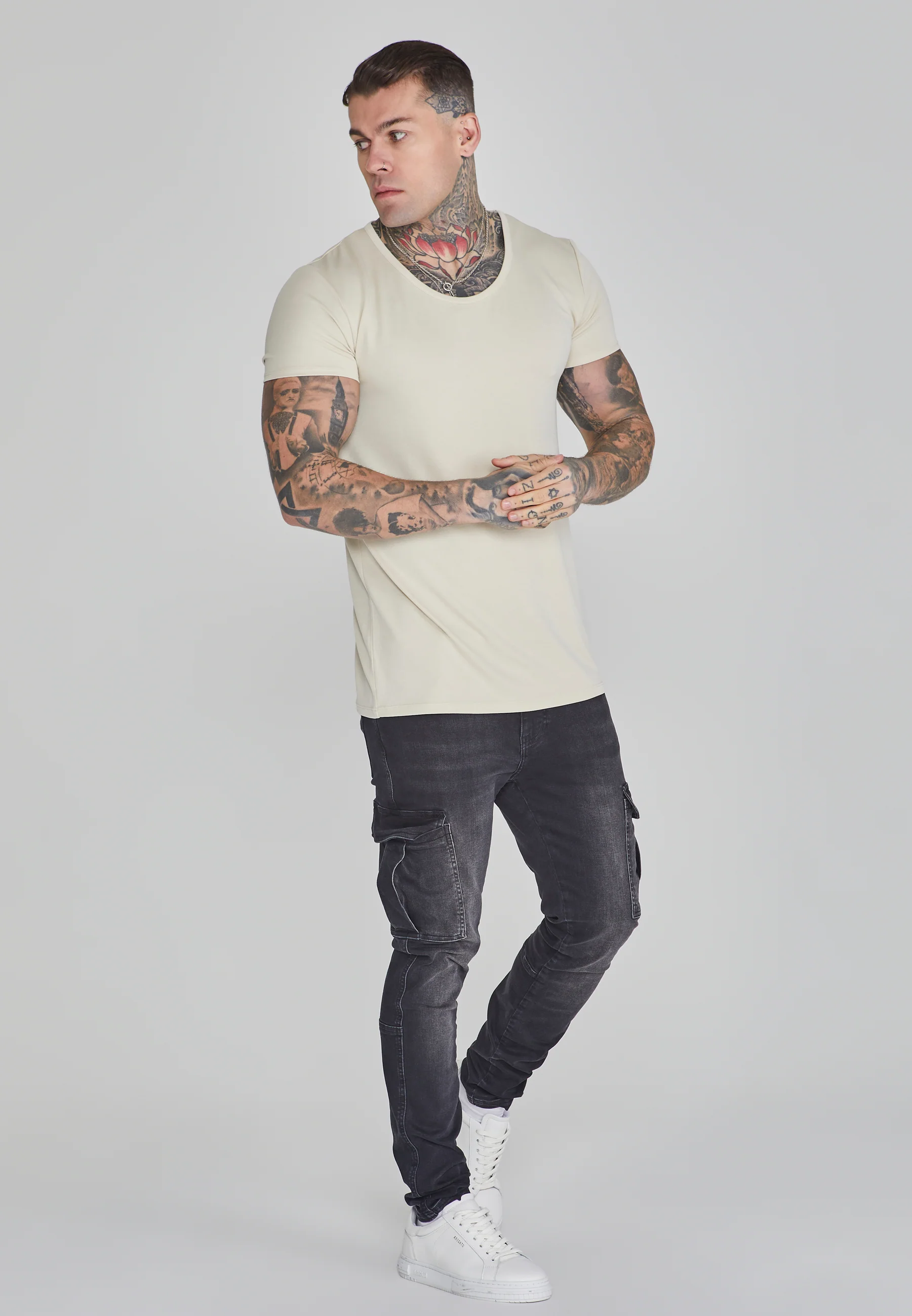 Ecru Muscle Fit T-Shirt - Image 2
