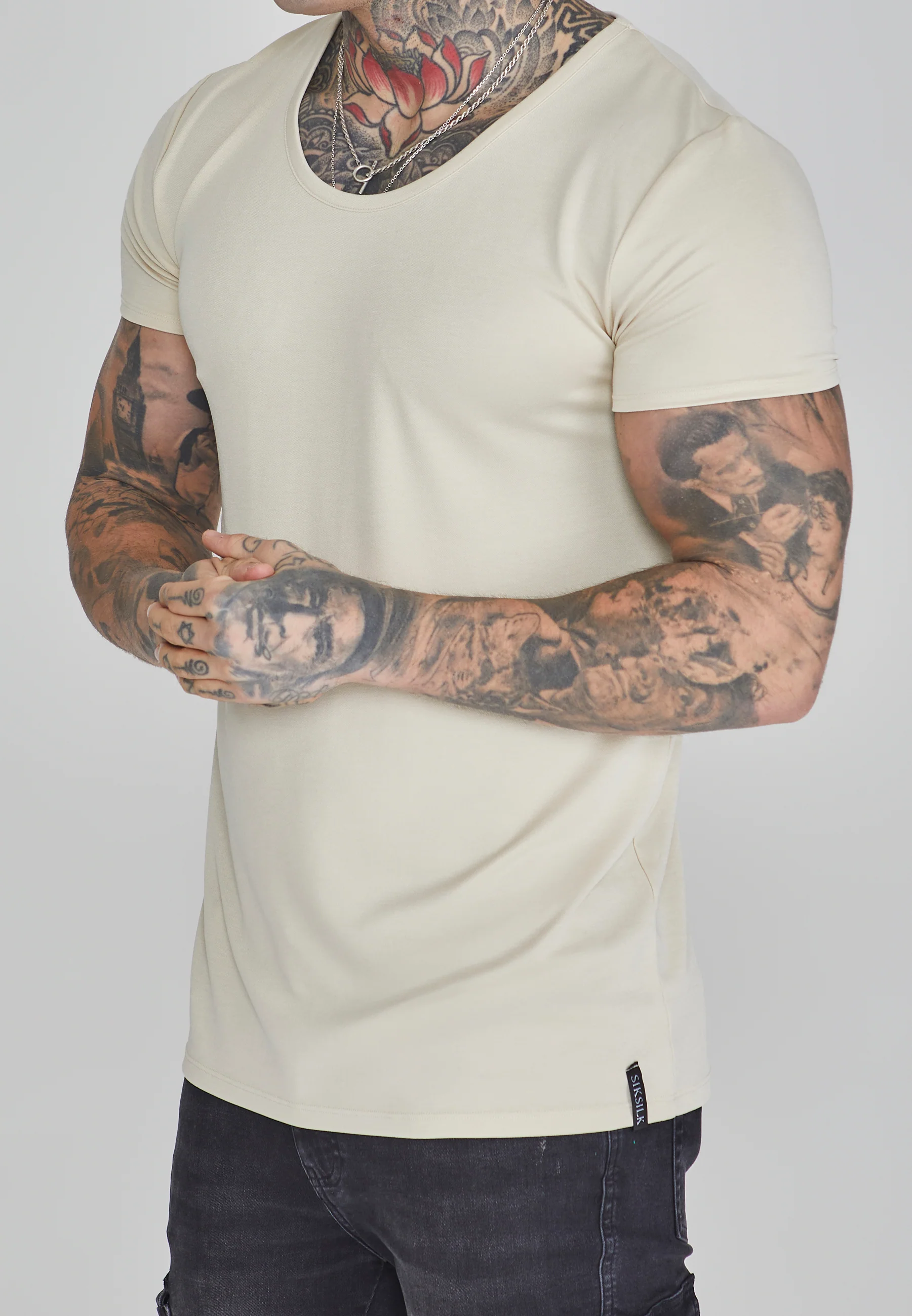Ecru Muscle Fit T-Shirt - Image 3