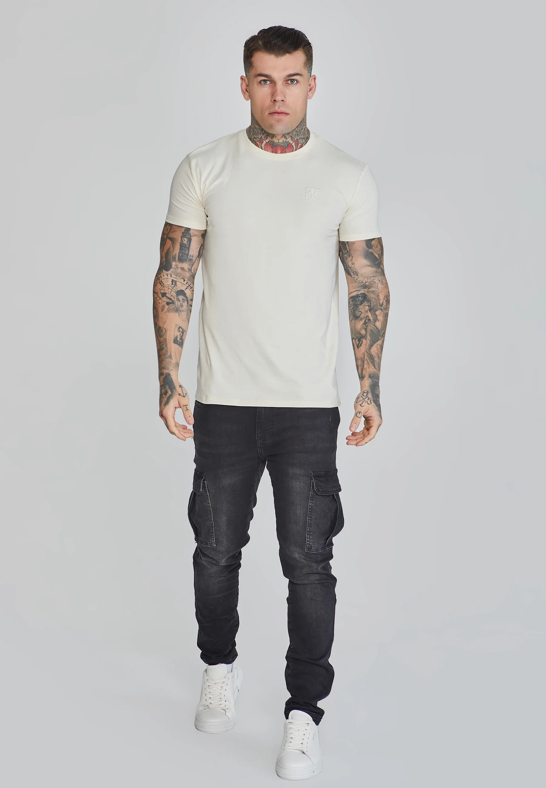 Ecru Muscle Fit T-Shirt - Image 2