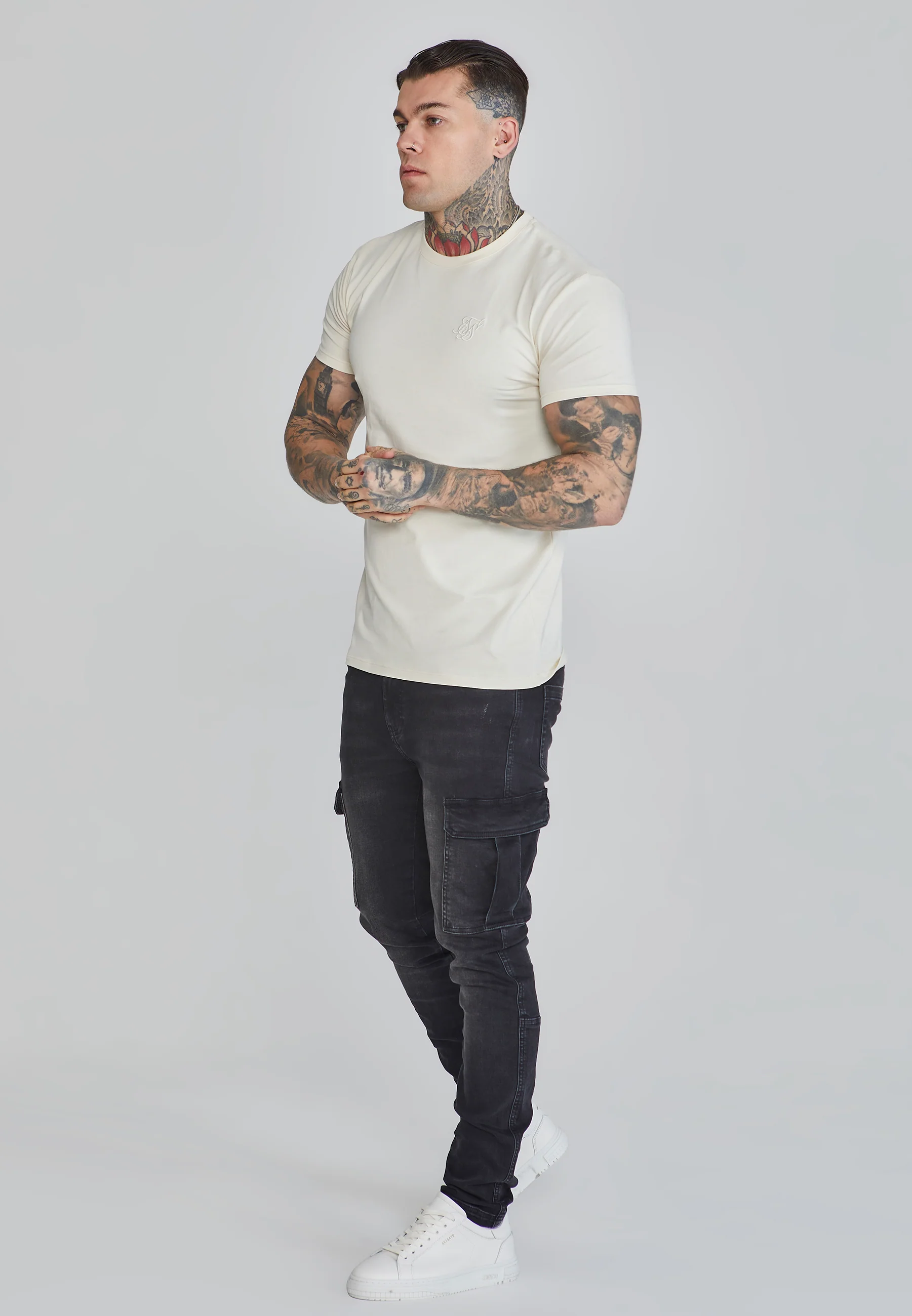 Ecru Muscle Fit T-Shirt - Image 4